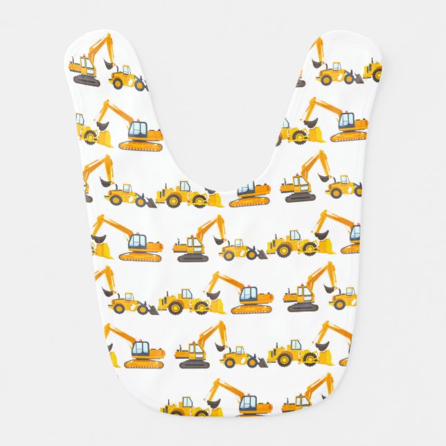 Cute Little Construction Equipment  Baby Bib (Front)