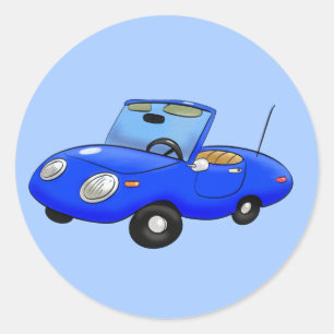 Cute Little Convertible Classic Round Sticker