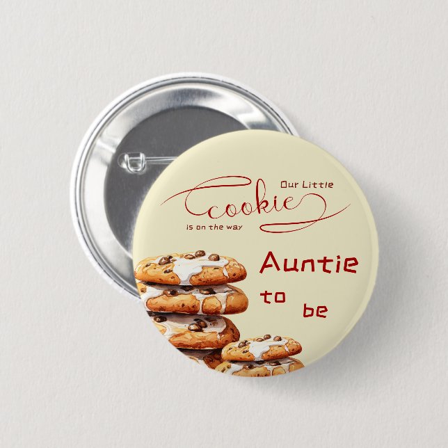 Cute Little Cookie Baby Shower Auntie-to-be Button (Front & Back)