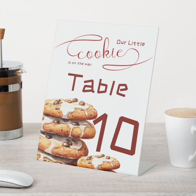 Cute Little Cookie Baby Shower Table Numbers Pedestal Sign (In SItu)