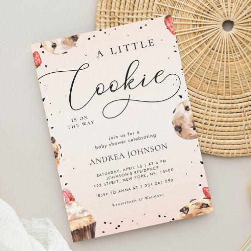 Cute Little Cookie is on the Way Cream Baby Shower Invitation