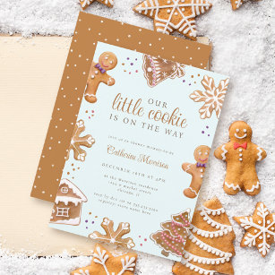 Cute Little Cookie Winter Christmas Baby Shower Invitation