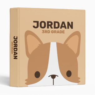 Cute Little Corgi Dog with Personalized Name 3 Rin Ring Binder