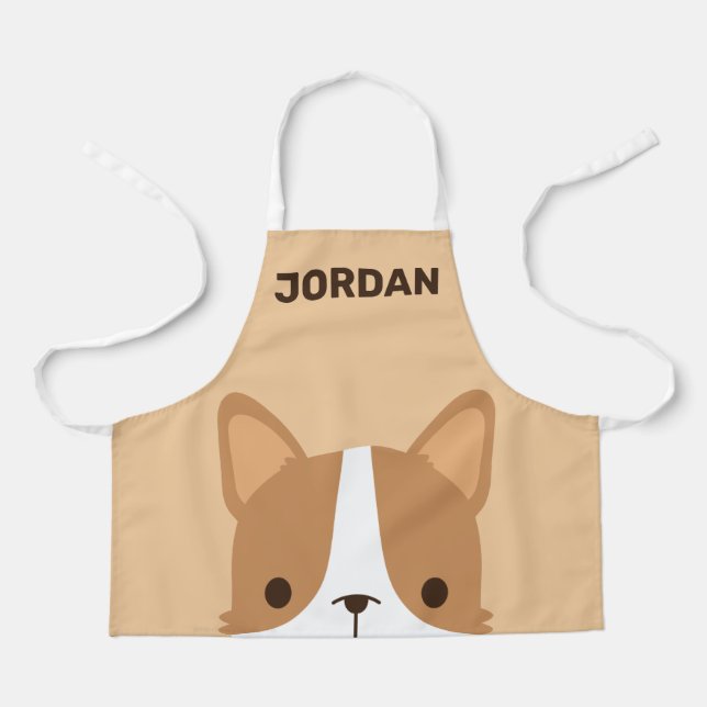 Cute Little Corgi Dog with Personalized Name Apron (Front)