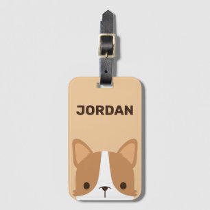 Cute Little Corgi Dog with Personalized Name Luggage Tag
