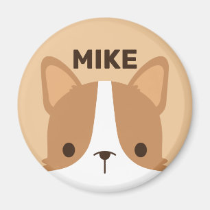 Cute Little Corgi Dog with Personalized Name Magnet