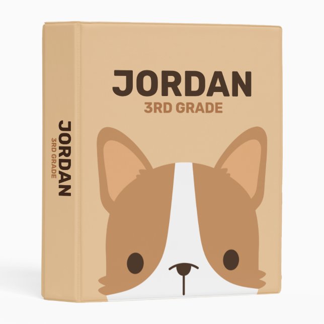 Cute Little Corgi Dog with Personalized Name Mini Binder (Front/Spine)