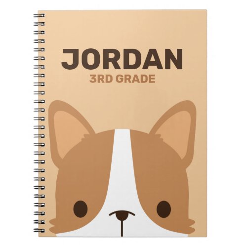 Cute Little Corgi Dog with Personalized Name Notebook