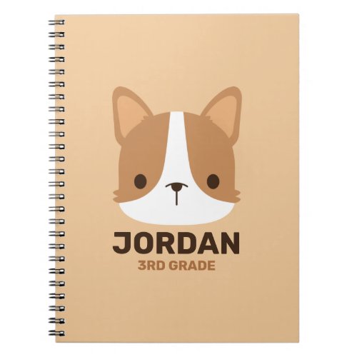 Cute Little Corgi Dog with Personalized Name Notebook