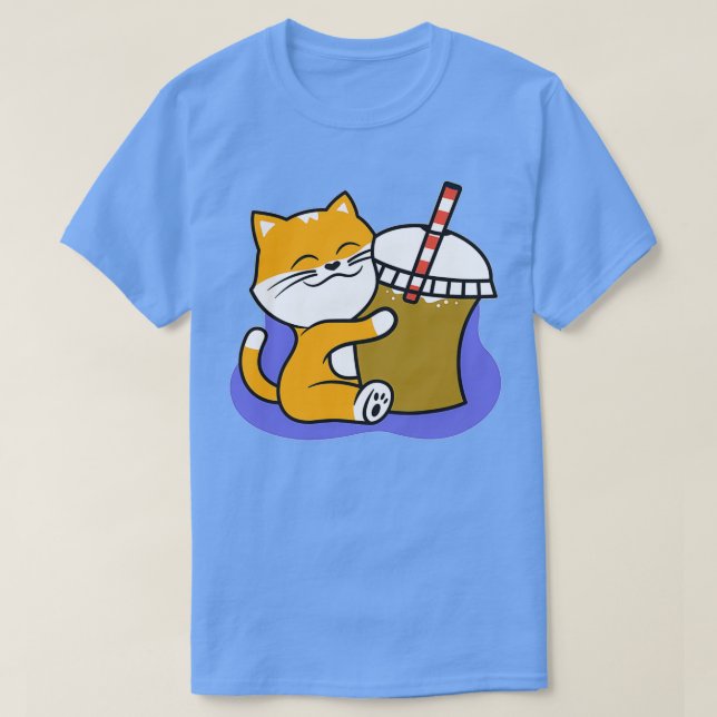 Cute Little Corgi Loves Boba Tea T-Shirt (Design Front)