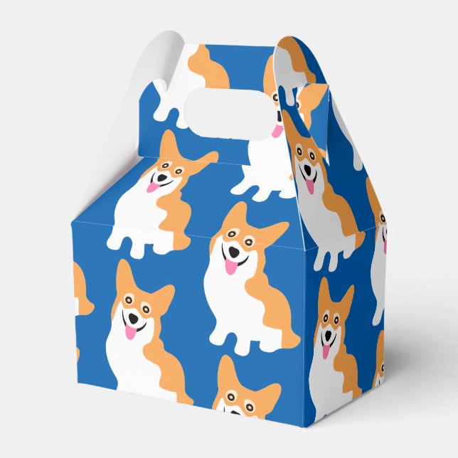 Cute Little Corgi Pattern Favor Boxes (Front Side)