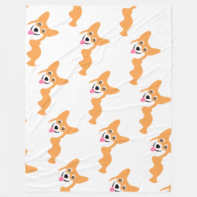 Cute Little Corgi Pattern Fleece Blanket (Front)