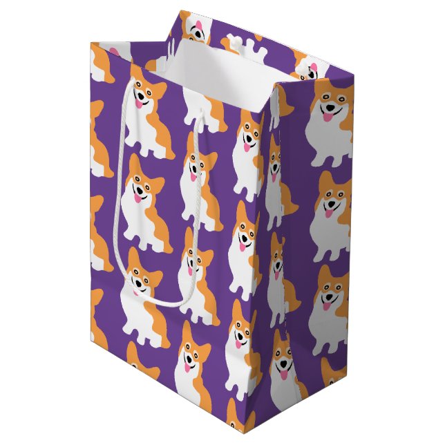 Cute Little Corgi Pattern Medium Gift Bag (Front Angled)