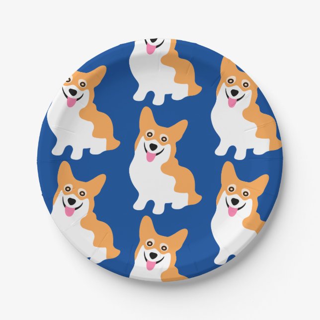 Cute Little Corgi Pattern Paper Plates (Front)