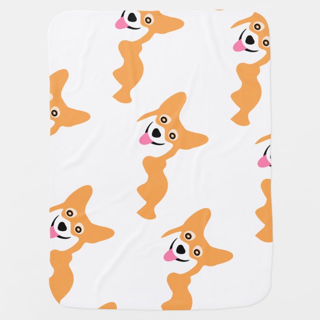 Cute Little Corgi Pattern Swaddle Blanket (Front)