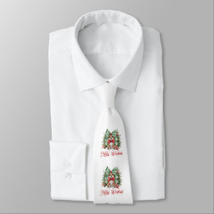 Cute little corgi with Christmas decoration bow Neck Tie