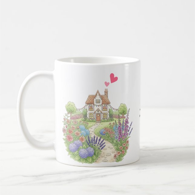 Cute Little Country House Personalized with name Coffee Mug (Left)