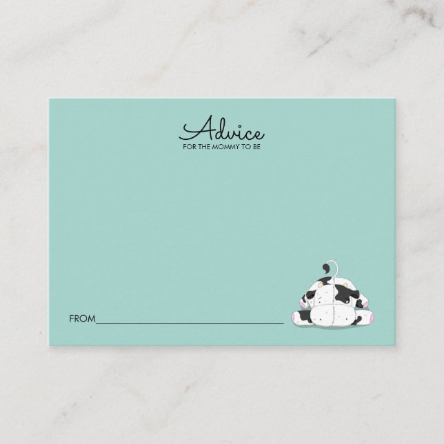 Cute Little Cow Baby Shower Advice Card For Mom (Front)
