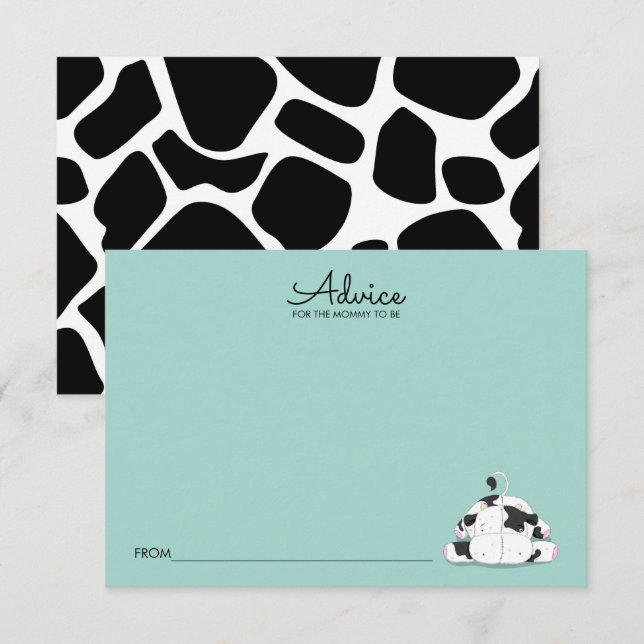 Cute Little Cow Baby Shower Advice Card For Mom (Front/Back)