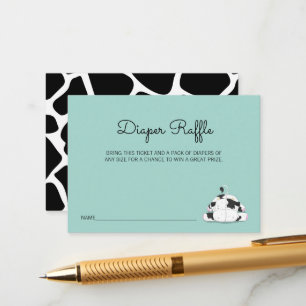 Cute Little Cow Baby Shower Diaper Raffle Ticket Enclosure Card
