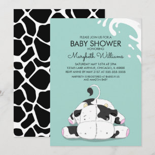 Cute Little Cow Baby Shower Party Invitation Card