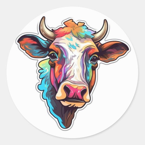 Cute Little Cow Classic Round Sticker