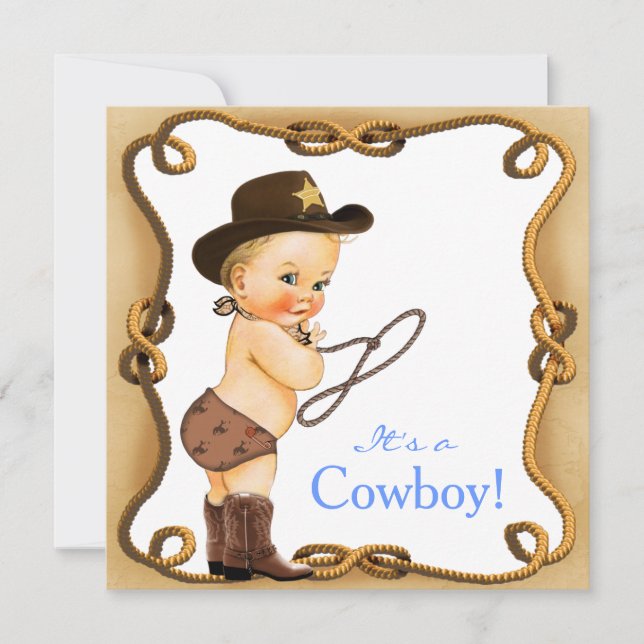Cute Little Cowboy Baby Shower Invitation (Front)