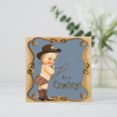 Cute Little Cowboy Baby Shower Invitation (Standing Front)