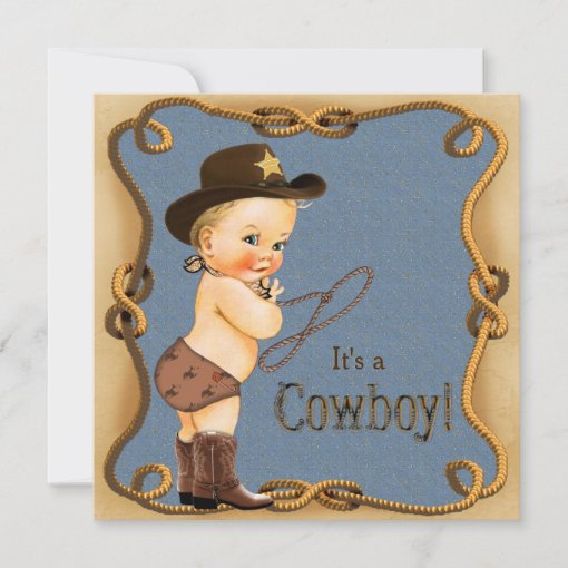 Cute Little Cowboy Baby Shower Invitation | Zazzle
