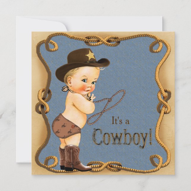 Cute Little Cowboy Baby Shower Invitation (Front)