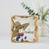 Cute Little Cowboy Baby Shower Invitation (Standing Front)