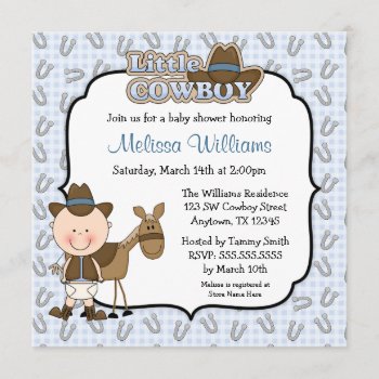 Cute Little Cowboy Baby Shower Invitations by WhimsicalPrintStudio at Zazzle