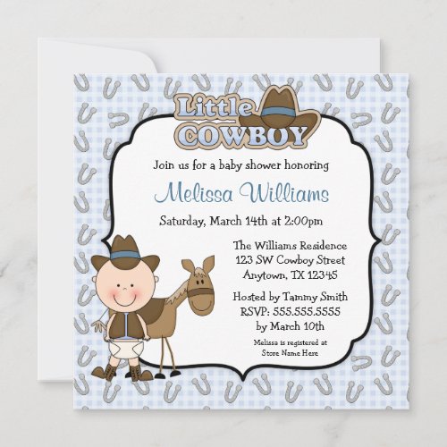 Cute Little Cowboy Baby Shower Invitations