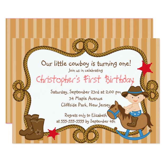 Cute Little Cowboy Birthday Party Invitations