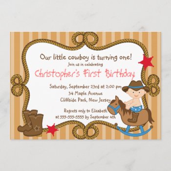 Cute Little Cowboy Birthday Party Invitations by alleventsinvitations at Zazzle