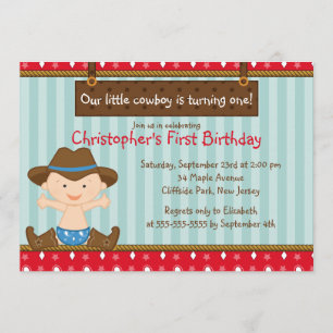 Cute Little Cowboy Birthday Party Invitations