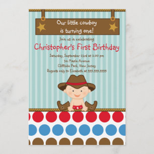 Cute Little Cowboy Birthday Party Invitations