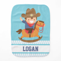 Cute Little Cowboy on Rocking Horse Baby Boys Burp Cloth Cute Little Cowboy on Rocking Horse Baby Boys Burp Cloth