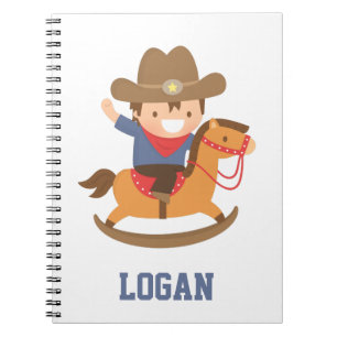Cute Little Cowboy on Rocking Horse Boys Notebook