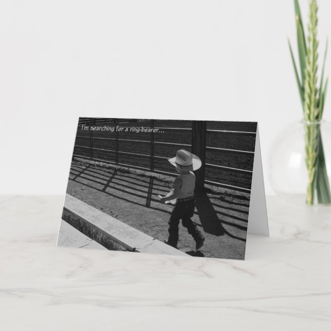 Cute Little Cowboy Ring Bearer Request Card (Front)