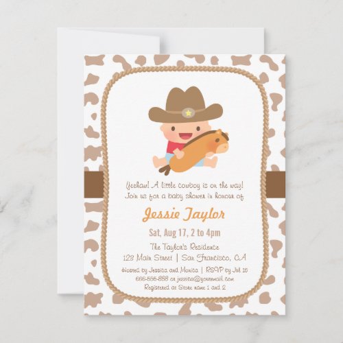 Cute Little Cowboy Western Baby Shower Invitations