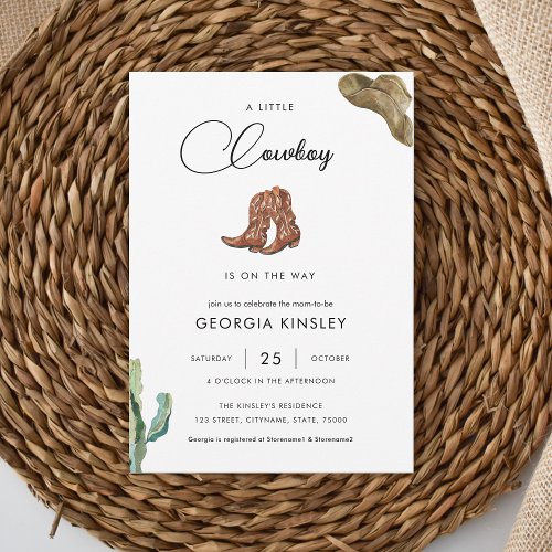 Cute Little Cowboy Western Rodeo Texas Baby Shower Invitation