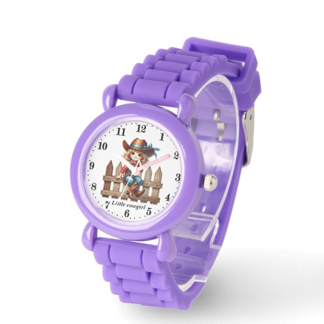 Cute little cowgirl add name watch (Angle)