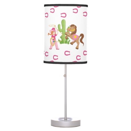 Cute Little Cowgirl and Pony Table Lamp