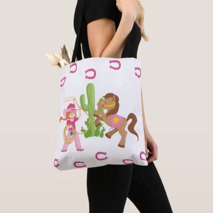 Cute Little Cowgirl and Pony Tote Bag