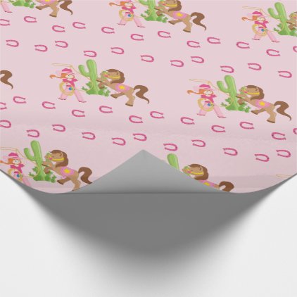 Cute Little Cowgirl and Pony Wrapping Paper