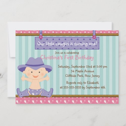 Cute Little Cowgirl Birthday Party Invitations