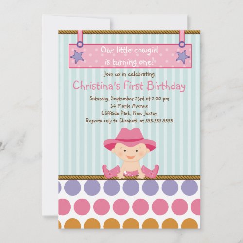 Cute Little Cowgirl Birthday Party Invitations