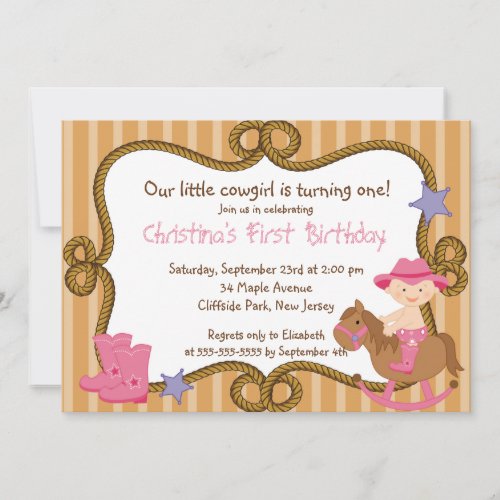 Cute Little Cowgirl Birthday Party Invitations