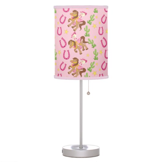 Cute Little Cowgirl Pattern Table Lamp (Left)